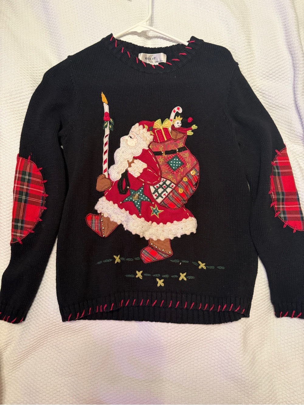 Ugly Christmas sweater Whimsical Santa Embroidered
